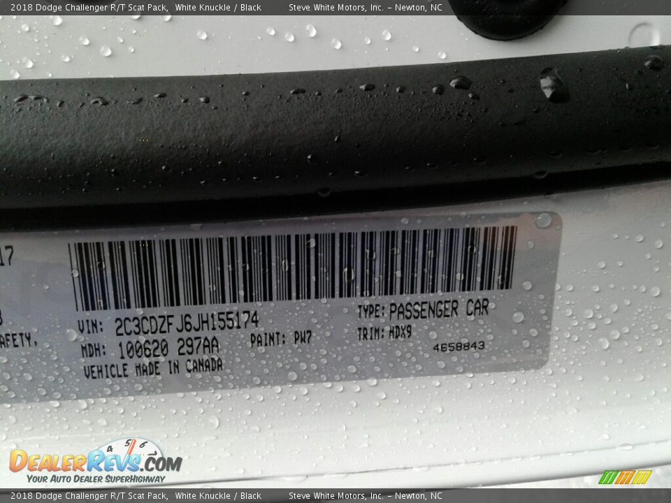 2018 Dodge Challenger R/T Scat Pack White Knuckle / Black Photo #30