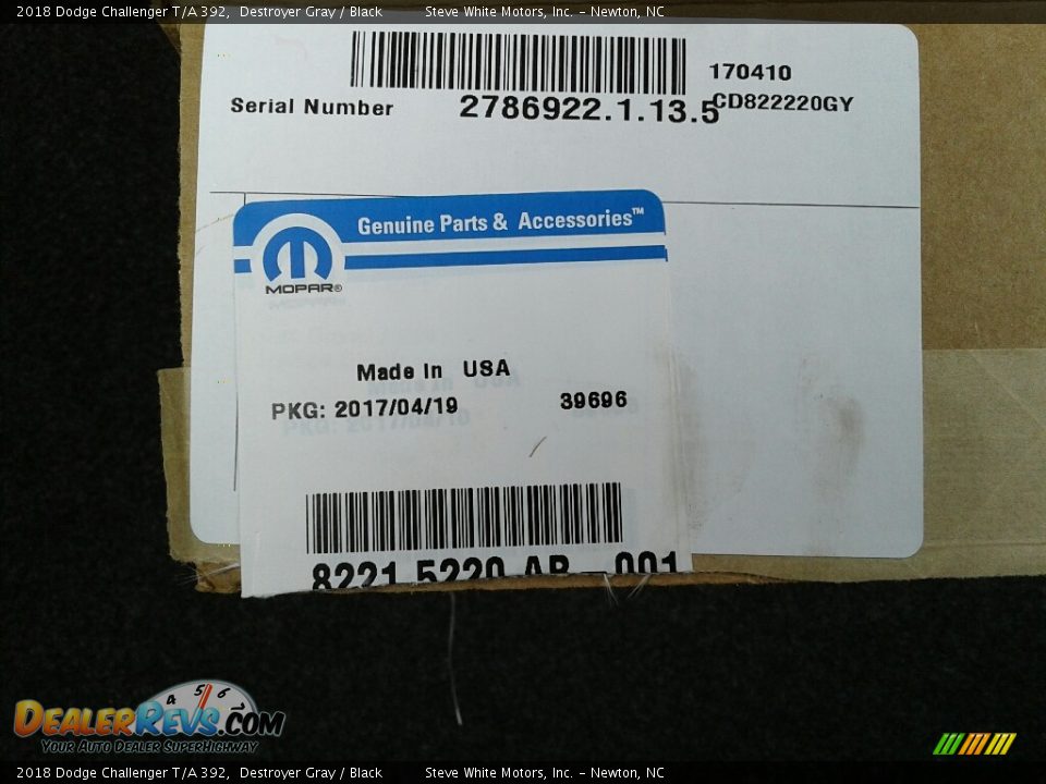 2018 Dodge Challenger T/A 392 Destroyer Gray / Black Photo #34