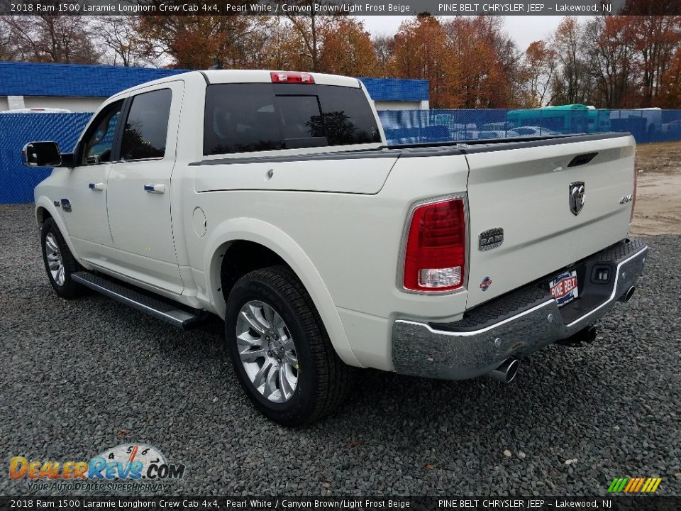 2018 Ram 1500 Laramie Longhorn Crew Cab 4x4 Pearl White / Canyon Brown/Light Frost Beige Photo #4