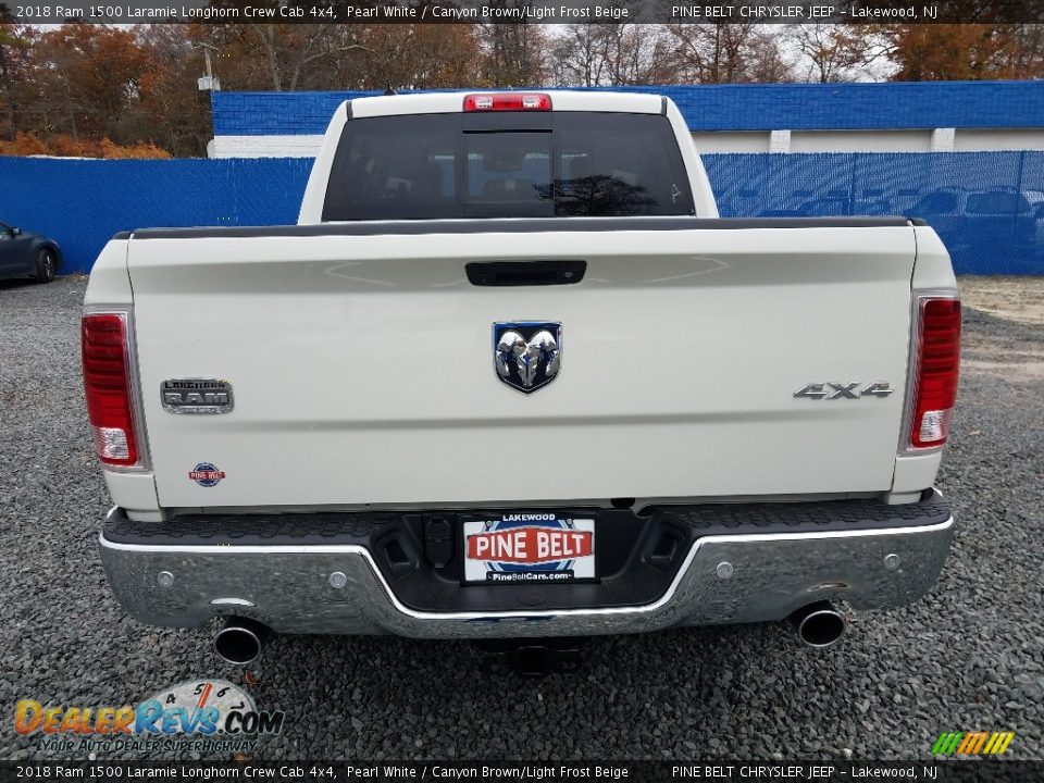 2018 Ram 1500 Laramie Longhorn Crew Cab 4x4 Pearl White / Canyon Brown/Light Frost Beige Photo #5
