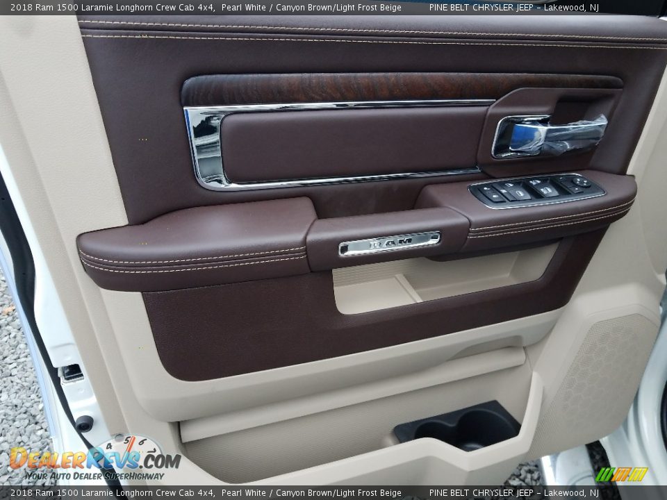 2018 Ram 1500 Laramie Longhorn Crew Cab 4x4 Pearl White / Canyon Brown/Light Frost Beige Photo #8