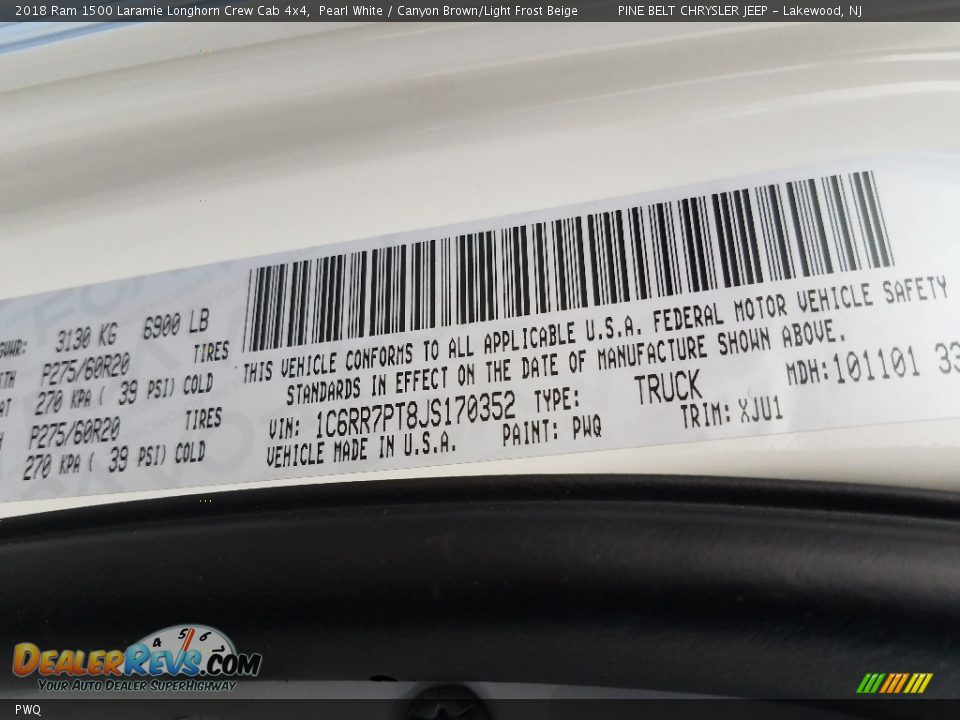 Ram Color Code PWQ Pearl White