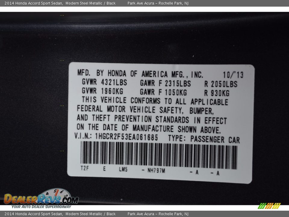 2014 Honda Accord Sport Sedan Modern Steel Metallic / Black Photo #34