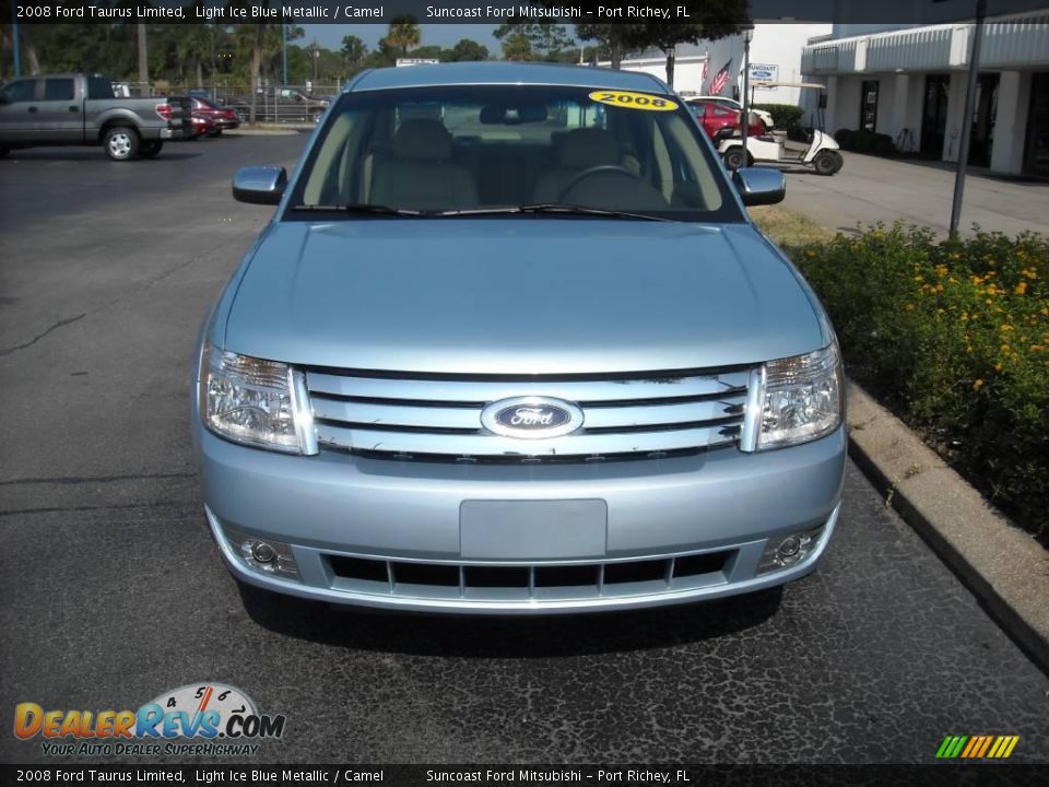 2008 Ford Taurus Limited Light Ice Blue Metallic / Camel Photo #10