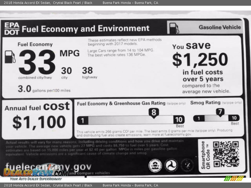 2018 Honda Accord EX Sedan Crystal Black Pearl / Black Photo #17