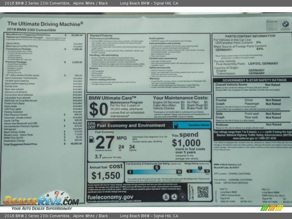 2018 BMW 2 Series 230i Convertible Alpine White / Black Photo #10