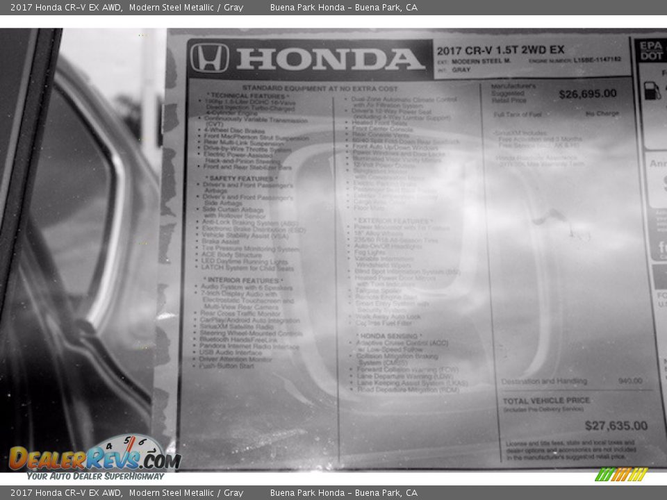 2017 Honda CR-V EX AWD Modern Steel Metallic / Gray Photo #18