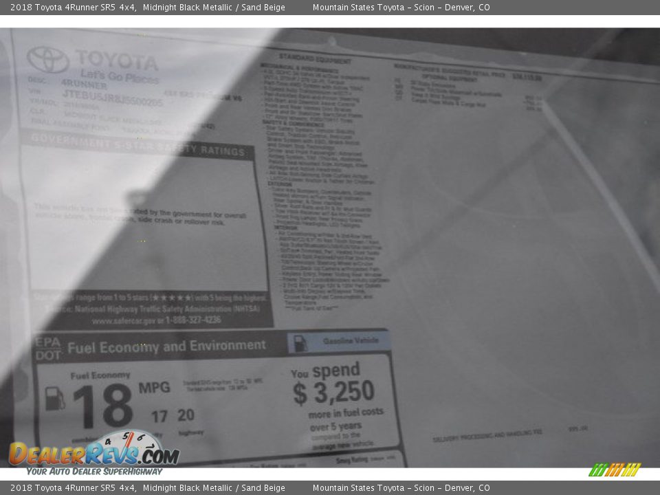 2018 Toyota 4Runner SR5 4x4 Midnight Black Metallic / Sand Beige Photo #10