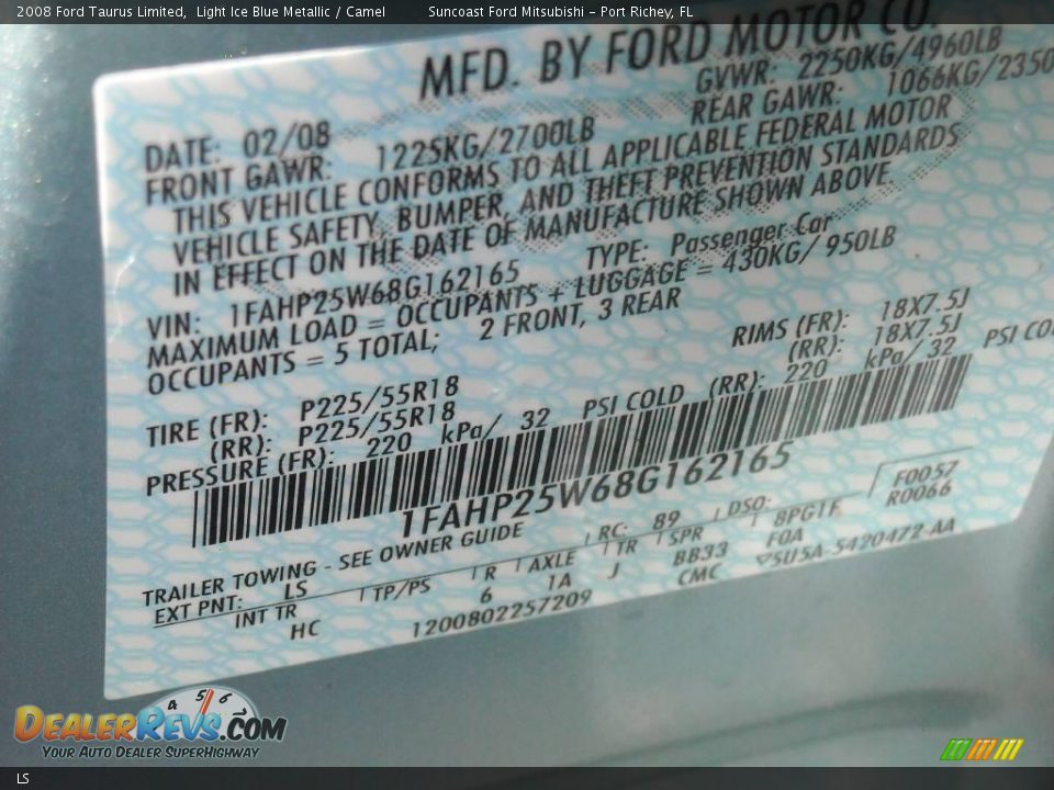 Ford Color Code LS Light Ice Blue Metallic