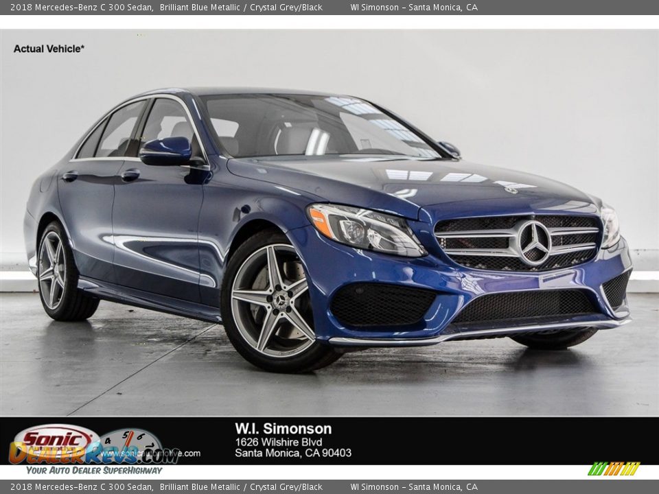 2018 Mercedes-Benz C 300 Sedan Brilliant Blue Metallic / Crystal Grey/Black Photo #1