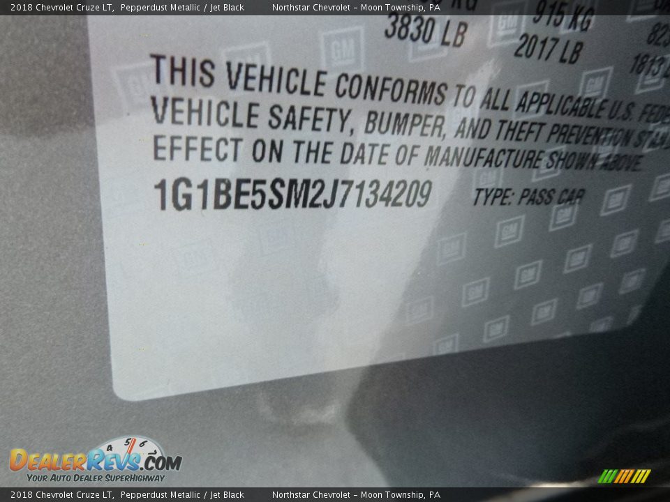 2018 Chevrolet Cruze LT Pepperdust Metallic / Jet Black Photo #17