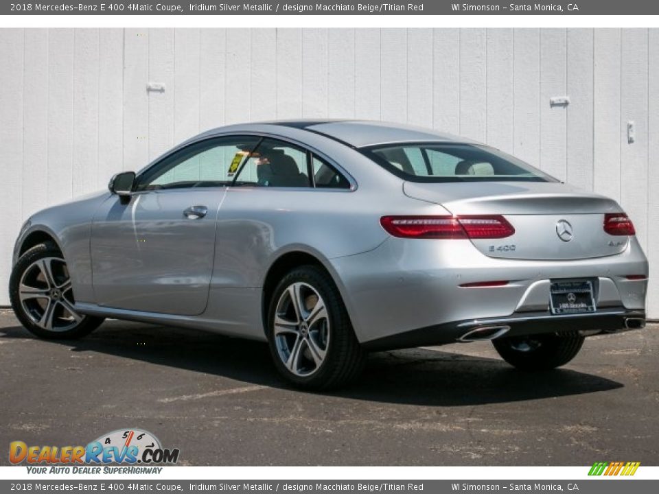 2018 Mercedes-Benz E 400 4Matic Coupe Iridium Silver Metallic / designo Macchiato Beige/Titian Red Photo #3