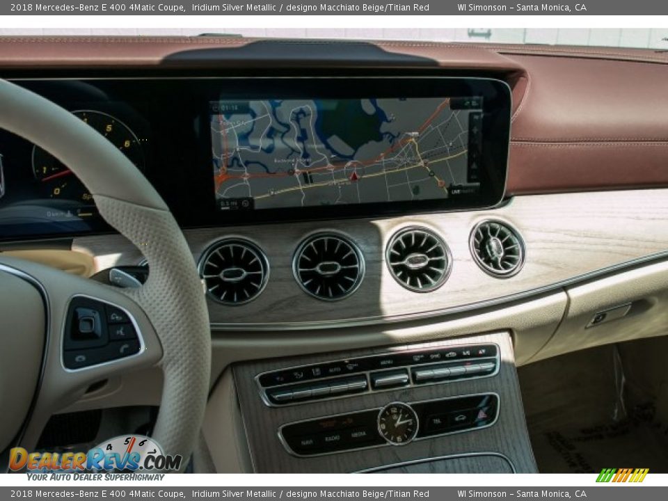 2018 Mercedes-Benz E 400 4Matic Coupe Iridium Silver Metallic / designo Macchiato Beige/Titian Red Photo #7