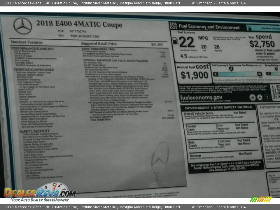 2018 Mercedes-Benz E 400 4Matic Coupe Iridium Silver Metallic / designo Macchiato Beige/Titian Red Photo #11