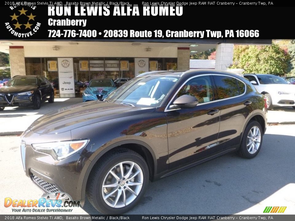 2018 Alfa Romeo Stelvio Ti AWD Basalto Brown Metallic / Black/Black Photo #1