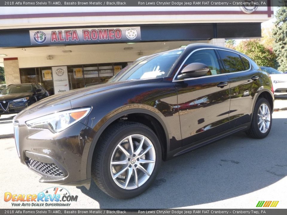 2018 Alfa Romeo Stelvio Ti AWD Basalto Brown Metallic / Black/Black Photo #2