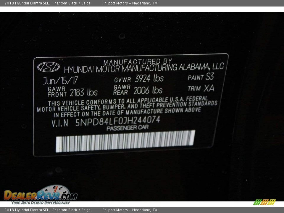 2018 Hyundai Elantra SEL Phantom Black / Beige Photo #25