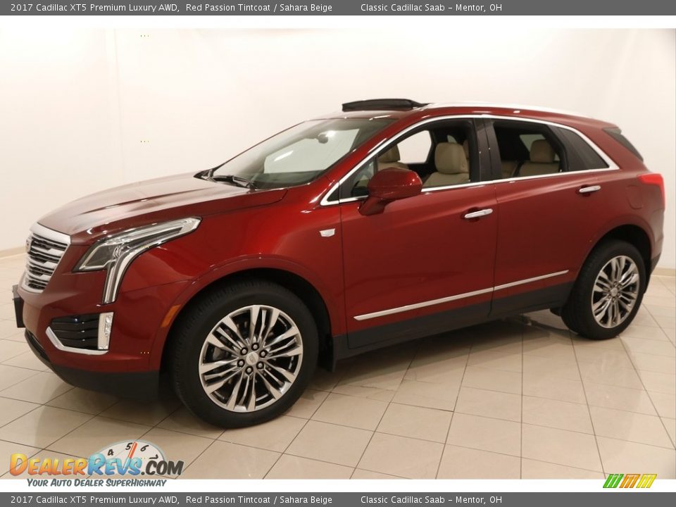 2017 Cadillac XT5 Premium Luxury AWD Red Passion Tintcoat / Sahara Beige Photo #3