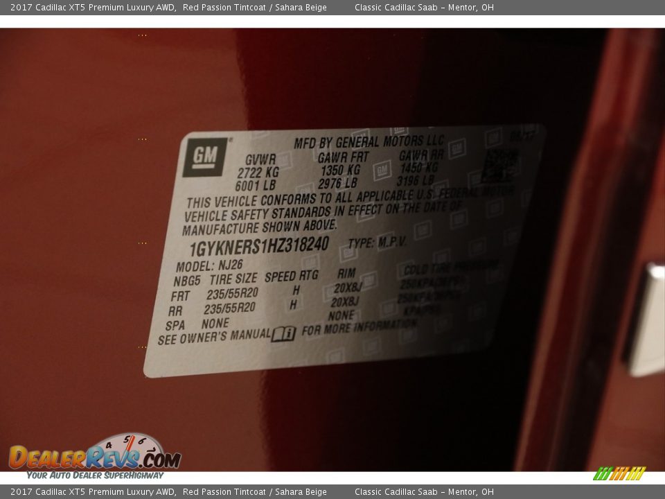 2017 Cadillac XT5 Premium Luxury AWD Red Passion Tintcoat / Sahara Beige Photo #21