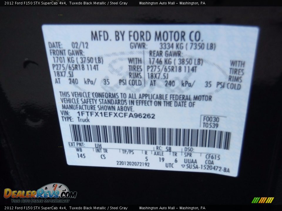 2012 Ford F150 STX SuperCab 4x4 Tuxedo Black Metallic / Steel Gray Photo #23