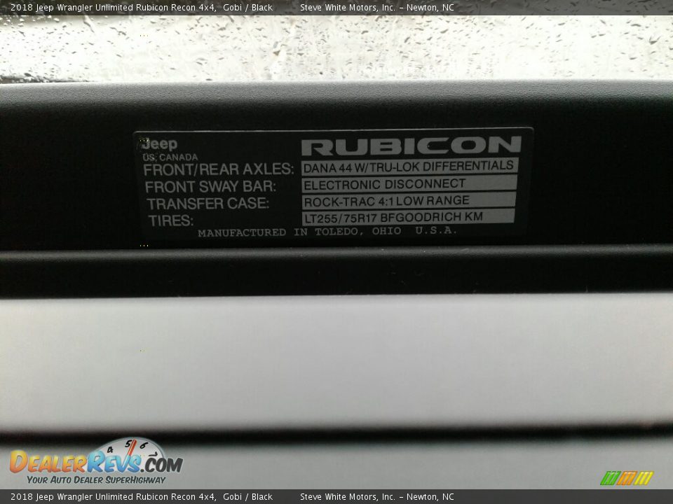 2018 Jeep Wrangler Unlimited Rubicon Recon 4x4 Gobi / Black Photo #20