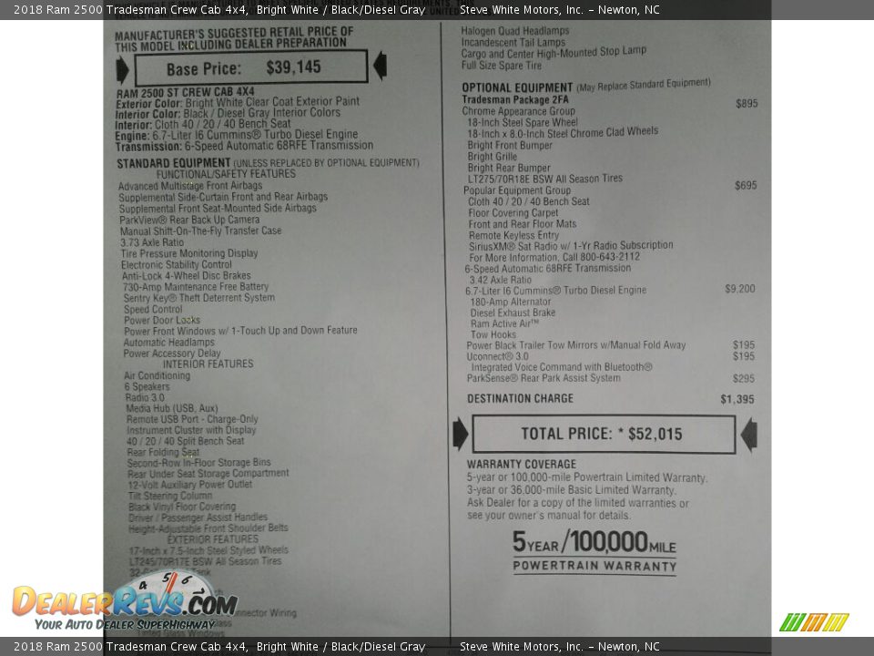 2018 Ram 2500 Tradesman Crew Cab 4x4 Bright White / Black/Diesel Gray Photo #26