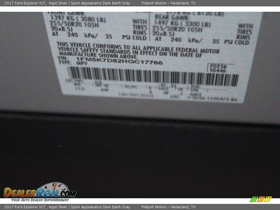 2017 Ford Explorer XLT Ingot Silver / Sport Appearance Dark Earth Gray Photo #26