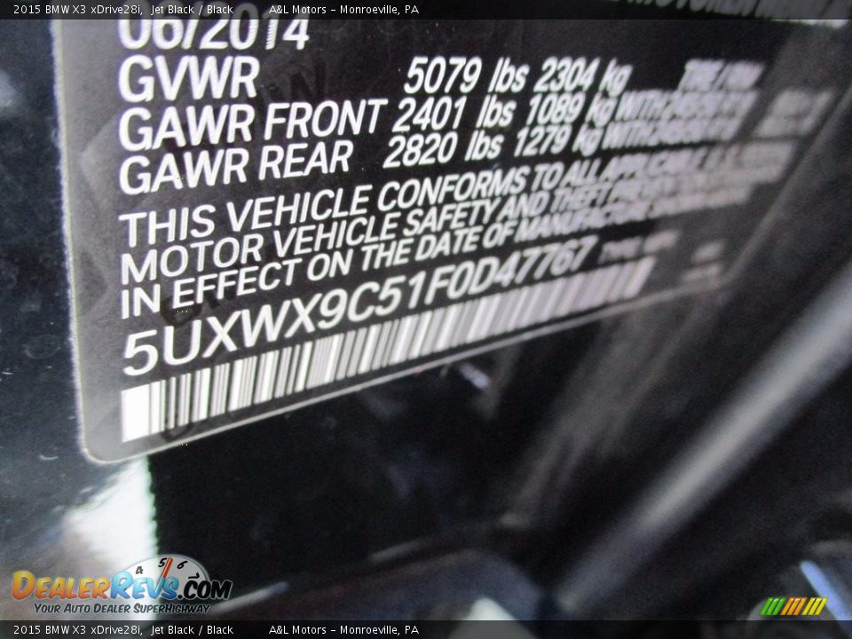 2015 BMW X3 xDrive28i Jet Black / Black Photo #19