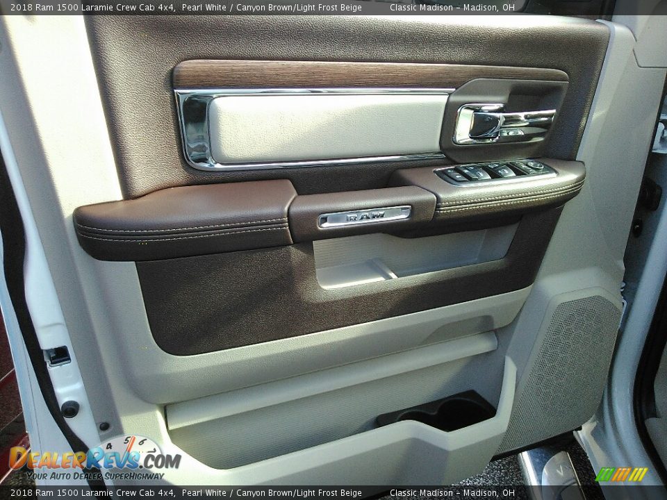 2018 Ram 1500 Laramie Crew Cab 4x4 Pearl White / Canyon Brown/Light Frost Beige Photo #3