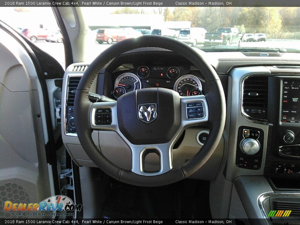 2018 Ram 1500 Laramie Crew Cab 4x4 Pearl White / Canyon Brown/Light Frost Beige Photo #7