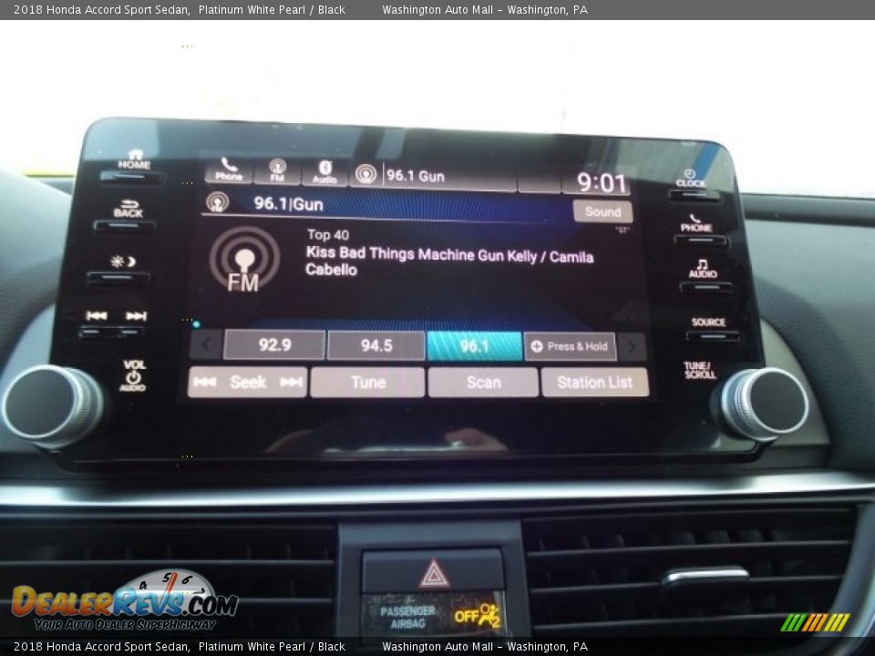 2018 Honda Accord Sport Sedan Platinum White Pearl / Black Photo #24