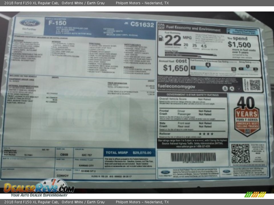 2018 Ford F150 XL Regular Cab Oxford White / Earth Gray Photo #9