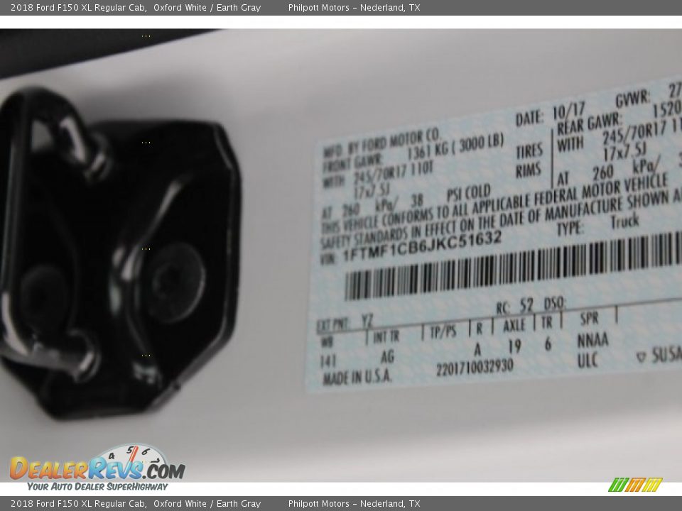 2018 Ford F150 XL Regular Cab Oxford White / Earth Gray Photo #19