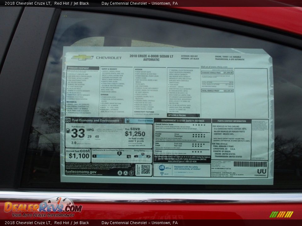 2018 Chevrolet Cruze LT Red Hot / Jet Black Photo #4