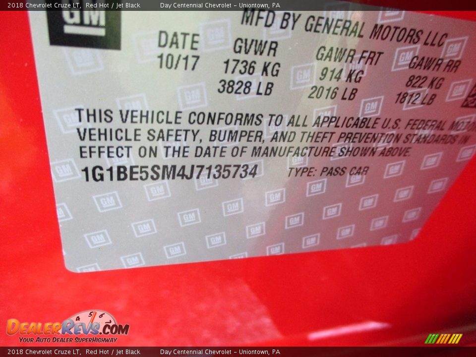 2018 Chevrolet Cruze LT Red Hot / Jet Black Photo #9
