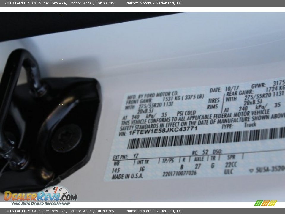2018 Ford F150 XL SuperCrew 4x4 Oxford White / Earth Gray Photo #24