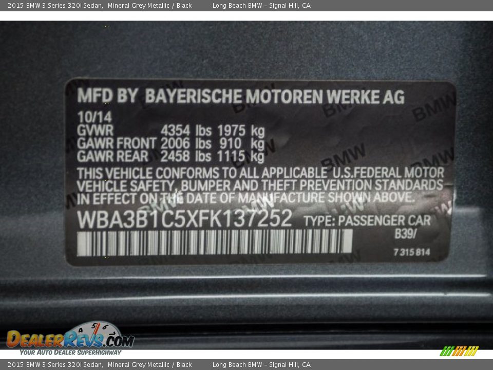 2015 BMW 3 Series 320i Sedan Mineral Grey Metallic / Black Photo #18