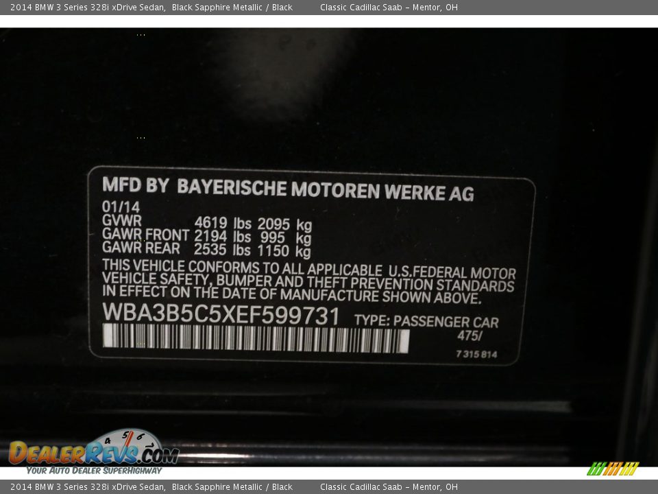2014 BMW 3 Series 328i xDrive Sedan Black Sapphire Metallic / Black Photo #19
