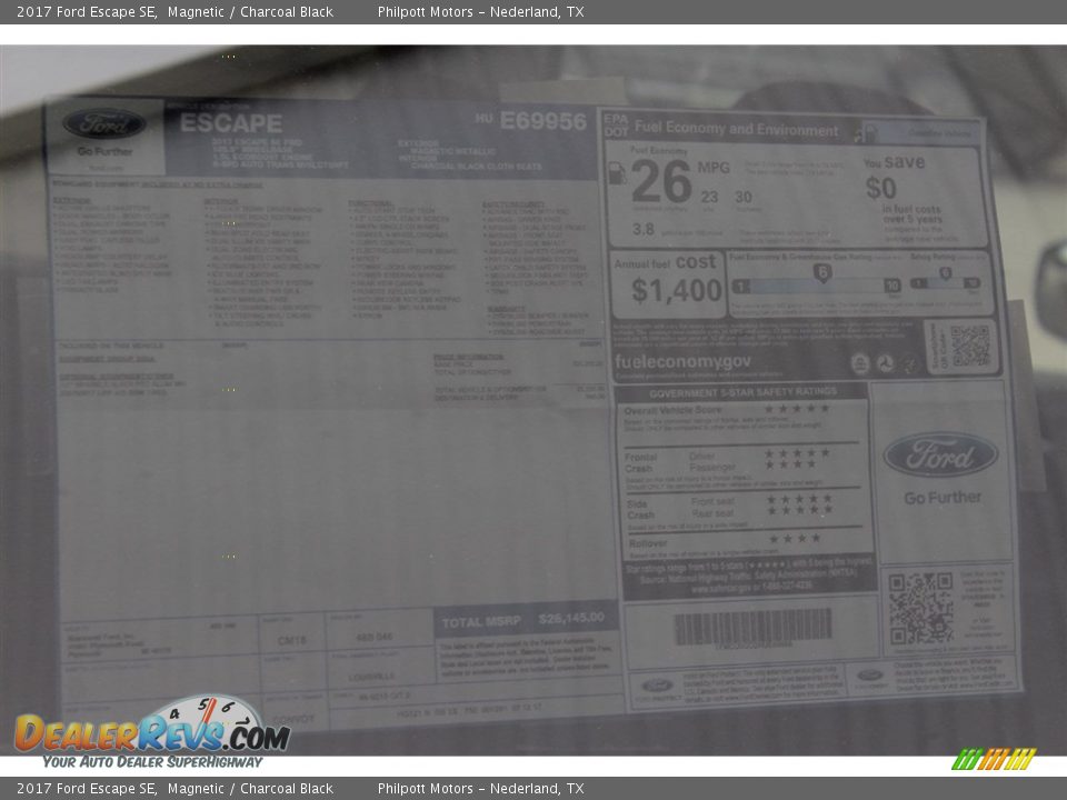 2017 Ford Escape SE Magnetic / Charcoal Black Photo #10