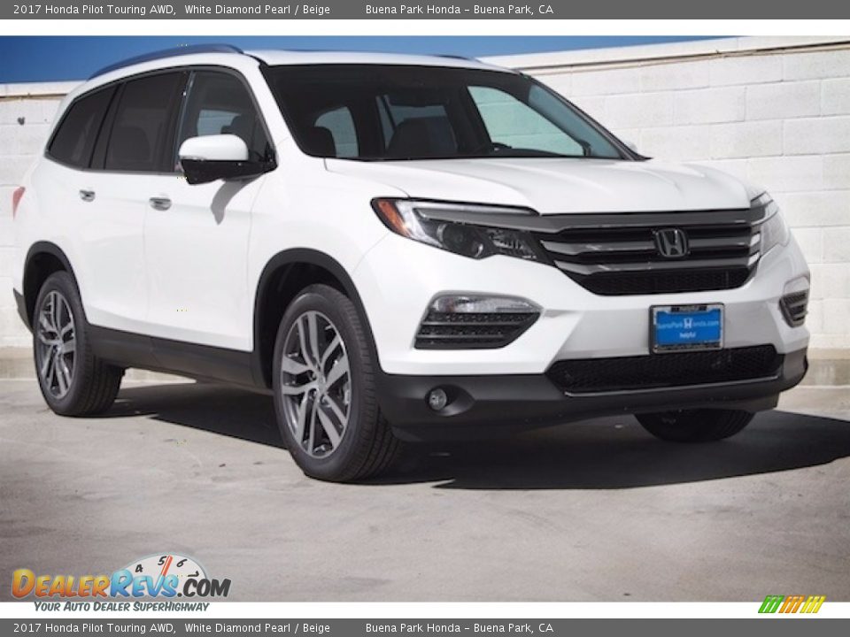 2017 Honda Pilot Touring AWD White Diamond Pearl / Beige Photo #1