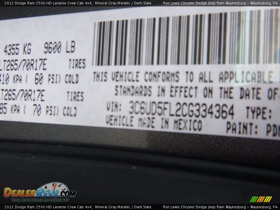 2012 Dodge Ram 2500 HD Laramie Crew Cab 4x4 Mineral Gray Metallic / Dark Slate Photo #14