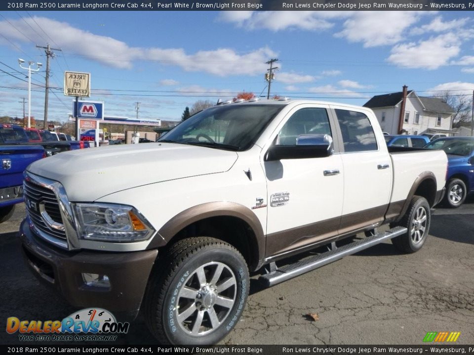 2018 Ram 2500 Laramie Longhorn Crew Cab 4x4 Pearl White / Brown/Light Frost Beige Photo #1