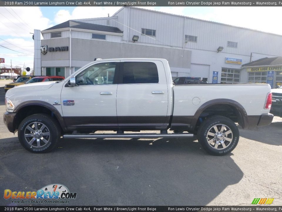 2018 Ram 2500 Laramie Longhorn Crew Cab 4x4 Pearl White / Brown/Light Frost Beige Photo #2