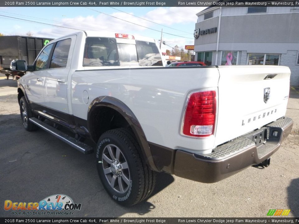 2018 Ram 2500 Laramie Longhorn Crew Cab 4x4 Pearl White / Brown/Light Frost Beige Photo #3