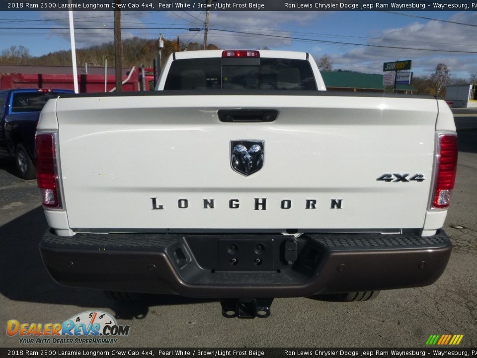 2018 Ram 2500 Laramie Longhorn Crew Cab 4x4 Pearl White / Brown/Light Frost Beige Photo #4
