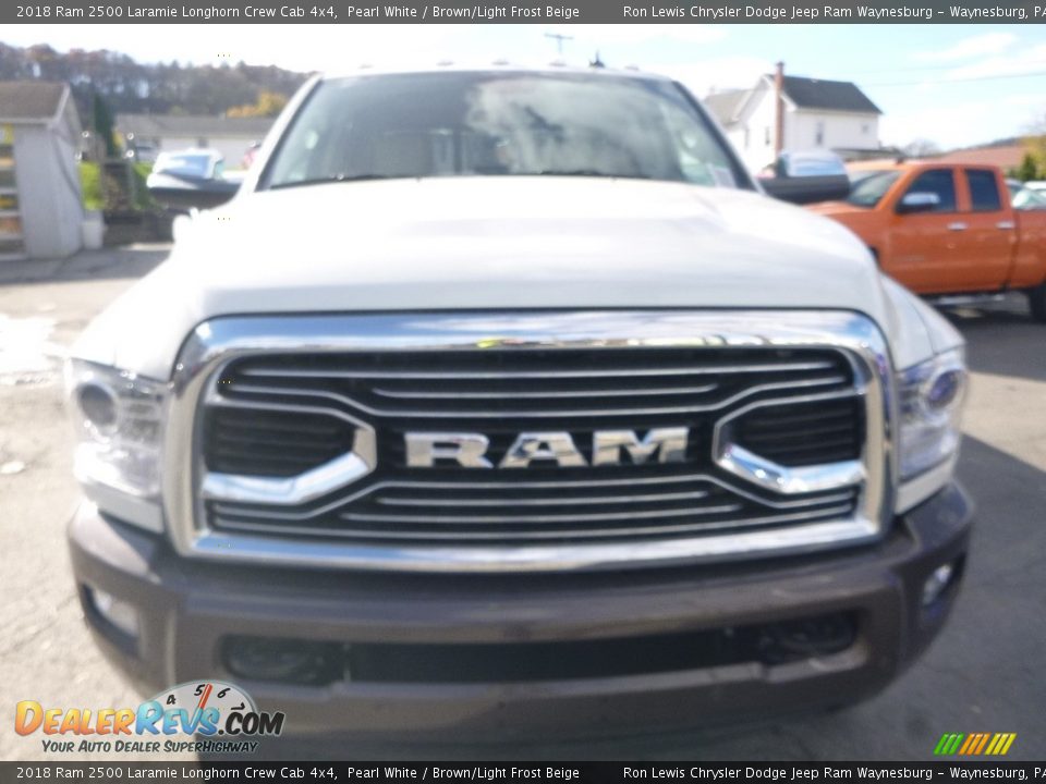 2018 Ram 2500 Laramie Longhorn Crew Cab 4x4 Pearl White / Brown/Light Frost Beige Photo #8