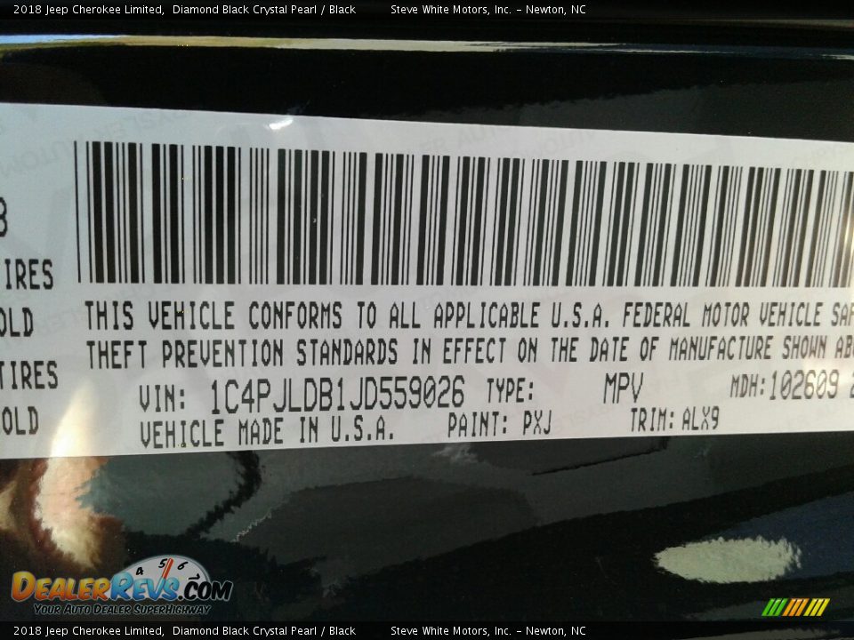 2018 Jeep Cherokee Limited Diamond Black Crystal Pearl / Black Photo #31