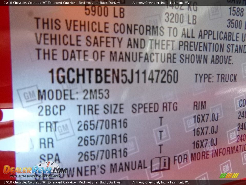 2018 Chevrolet Colorado WT Extended Cab 4x4 Red Hot / Jet Black/Dark Ash Photo #16