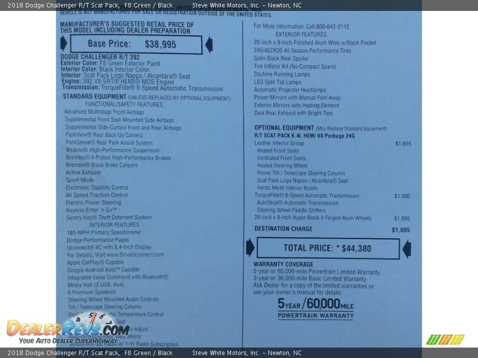 2018 Dodge Challenger R/T Scat Pack F8 Green / Black Photo #31
