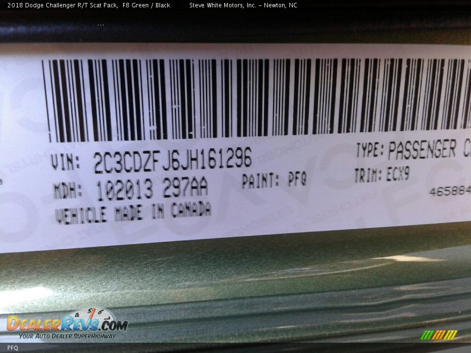 Dodge Color Code PFQ F8 Green